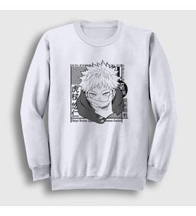 Presmono Unisex Beyaz Yuji Itadori Anime Jujutsu Kaisen Sweatshirt 316501tt