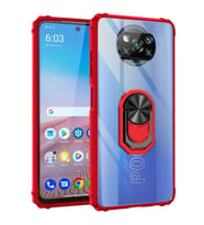 Xiaomi Poco X3 Kılıf Şeffaf Sararmaz Yüzüklü Mola Kapak (Kırmızı)