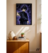 Mob Psycho Uzay Sahnesi Poster, Siyah Çerçeveli Duvar Tablosu - Anime Severlere Özel