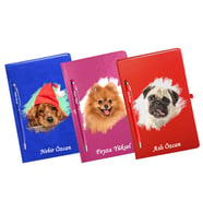 Kişiye Özel Köpek Tasarımlı Üçlü Defter Kalem Hediye Seti