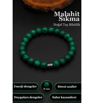 Erkek Sıkma Malahit Bileklik Kadın Bileklik 8 mm BT042 (Yeşil)