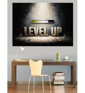 Level Up Oyuncu Odası Tabelası Dekoratif Kanvas - Mdf Ahşap Tablo