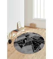 Dijital Baskılı Kaymaz Taban Yıkanabilir Yuvarlak Salon Halısı Koridor Halısı Paspas NDY-HT-165 (Siyah)