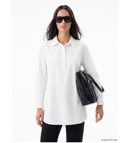 LC WAIKIKI Beyaz Oversize Poplin Kadın Gömlek Tunik
