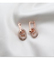 Zirkon Taşlı Rose Gold Kaplama Düğme Gümüş Küpe