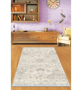 Kemik Vintage Dokuma Pamuk Tabanlı Kaymaz Kilim KLM346