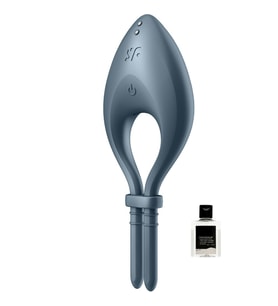 Bullseye Dark Blue Telefon Kontrollü Güçlü Tutuşlu Titreşimli Ayarlanabilir Penis Halkası+Jel
