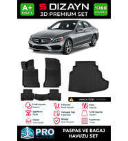 S-Dizayn Mercedes C Serisi W205 3D Pro Havuzlu Paspas ve Bagaj Havuzu Seti (2'li SET) 2014-2020 A+ Kalite