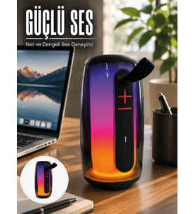 RGB Işıklı Bluetooth Hoparlör Güçlü Ses Type-C Şarjlı Taşınabilir Kablosuz Speaker