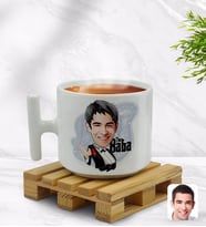 BK Gift Kişiye Özel Baba Godfather Karikatürlü T Kulplu Beyaz Middle Kupa Bardak-2