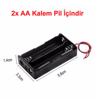2'li 1,5V AA Kalem Pil Kutusu Yuvası 2x1,5V Kablolu Batarya Pil Tutucu