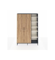 Arges Dolap 7 Raflı 2 Kapaklı Tek Askılı 132x30x195 Antrasit-Çam/Aytaşı