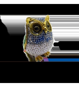 Swarovski Taşlı Süslü Baykuş - Gizli Hazneli Masaüstü Hediyelik Süs Eşyası  Hediyelik Kutusunda (Karışık)