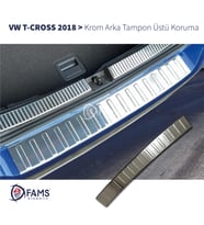 VW T-Cross Krom Arka Tampon Üstü Koruma 2018> Paslanmaz Çelik