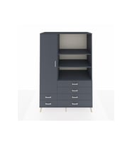 Kronos Dolap 7 Raflı 6 Çekmeceli Tek Kapaklı  132x59x195 Antrasit-Antrasit/Antrasit