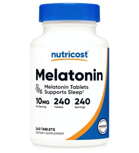 Nutricost Mela tonin 10mg, 240 Tablets - 10mg Per Serving, Non-GMO, Gluten Free (Renksiz)