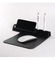 İsme Özel Suni Deri Lüx Tasarım Telefon Standlı Mouse Pad (Siyah)