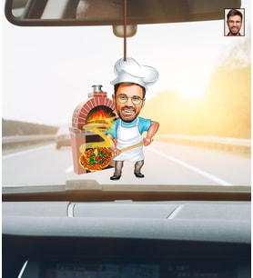 Kişiye Özel Karikatürlü İşin Ustası Pideci Ahşap Araba Dikiz Ayna Süsü