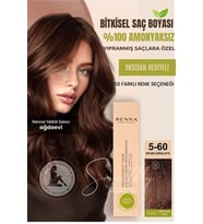 Renna AMONYAKSIZ Bitkisel Yıpranmış Saçlar İçin Saç Boyası 5-60 SICAK ÇİKOLATA 60ml