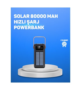 80000 mAh Yüksek Kapasiteli Powerbank Göstergeli Solar Şarj Cihazı