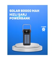 80000 mAh Yüksek Kapasiteli Powerbank Göstergeli Solar Şarj Cihazı