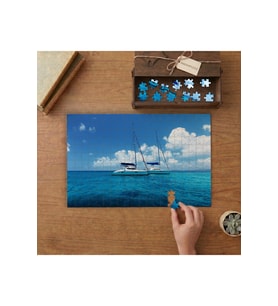 Okyanuda Yelkenli Tekneler Tasarımı 240 parça Ahşap Puzzle Ahşap Kutuda MP08043