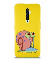 Oppo Reno 2Z Soft Premier Kapak Salyangoz Gary Tasarımlı Silikon Kılıf - Sarı (Şeffaf)