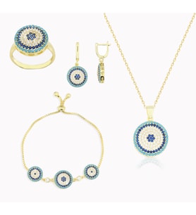 Silveranka 925 Ayar Gümüş Takı Seti Nazar Set