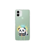 Redmi A1 Plus ile Uyumlu Splash Panda Tasarımlı Şeffaf Silikon Kılıf