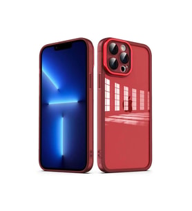 Apple iPhone 13 Pro Max Uyumlu Kılıf Kamera Korumalı Transparan Zore Post Kapak (Kırmızı)