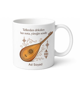Bağlama Üstadına Özel Anadolu Türküleri Saz Çizimli Hatıra Kupa Bardak Hediye