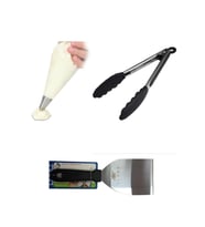 12'li Krema Torbası + Çelik Maşa + Pasta Spatulası Seti