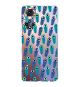 PrintiFy Honor 50 ile Uyumlu Nazar Boncuğu 4 Baskılı Kamera Korumalı Şeffaf Silikon Kılıf
