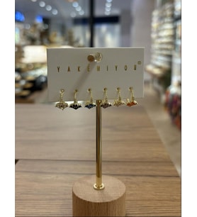Yakemiyou Renkli Taşlı Yonca Altılı Küpe