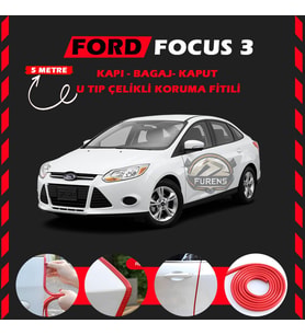 Ford Focus 3 Oto Araç Kapı Koruma Fitili 5metre Parlak Kırmızı Renk