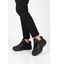 Walkway Siyah Fileli Bağcıklı Nefes Alan Rahat Tabanlı Unisex Yürüyüş ve Spor Ayakkabı 26106 G