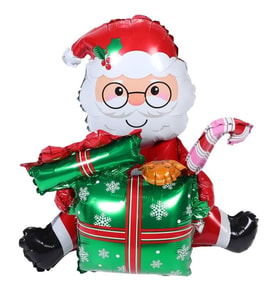 Yılbaşı Partisi Hediye Paketli Noel Baba Folyo Balon 1 Adet