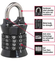 Master Lock 1535D Locker Lock Set Kendi Kombinasyonunuzu Asma Kilit, 1 Paket, Renkler Değişebilir