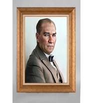 Altın Varaklı Paspartulu Çerçeveli Atatürk Tablo nt870