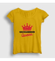 Presmono Kadın Sarı Backgammon Queen Tavla Kraliçesi Oyun T-Shirt 417529tt (Sarı)