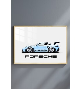 Araba Porsche Çerçeveli Metal Poster Tablo