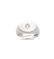 Beyaz Zirkon Taşlı Yıldız Detaylı Silver Renk Free Size 925 Ayar Gümüş Kadın Tektaş Yüzük
