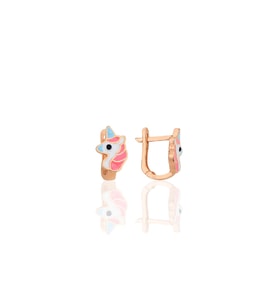 Gümüş rose mineli klipsli çocuk küpesi SGTL12363ROSE