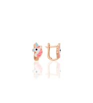Gümüş rose mineli klipsli çocuk küpesi SGTL12363ROSE