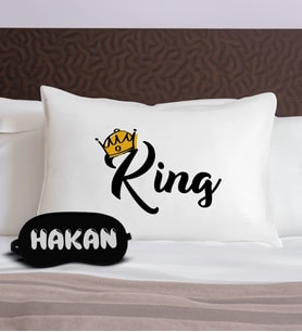 BK Gift Kişiye Özel Eğlenceli Tasarrımlı Pamuklu Yastık Kılıfı ve Göz Bandı Uyku Seti-4, Tasarım Ev Tekstili, Uyku Bandı, Ev Hediyesi