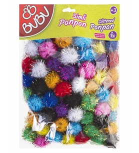 Bubu Renkli Simli Ponpon 100 Adet 2cm 630577
