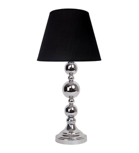 Dekovien Modern Metal Top Gümüş Ayaklı Kumaş Siyah Abajur ABD0203
