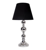 Dekovien Modern Metal Top Gümüş Ayaklı Kumaş Siyah Abajur ABD0203