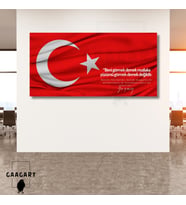 Panoramik Kanvas Makam Panosu Türk Bayrağı Atatürk Beni görmek demek mutlaka yüzümü görmek demek