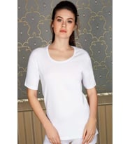 Pamuklu Ribana Geniş Yaka Kısa Kol Fa T-Shirt